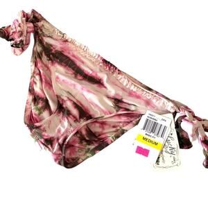 LUCKY BRAND Pink Tie Dye Ruffle Tie Bikini Bottoms
